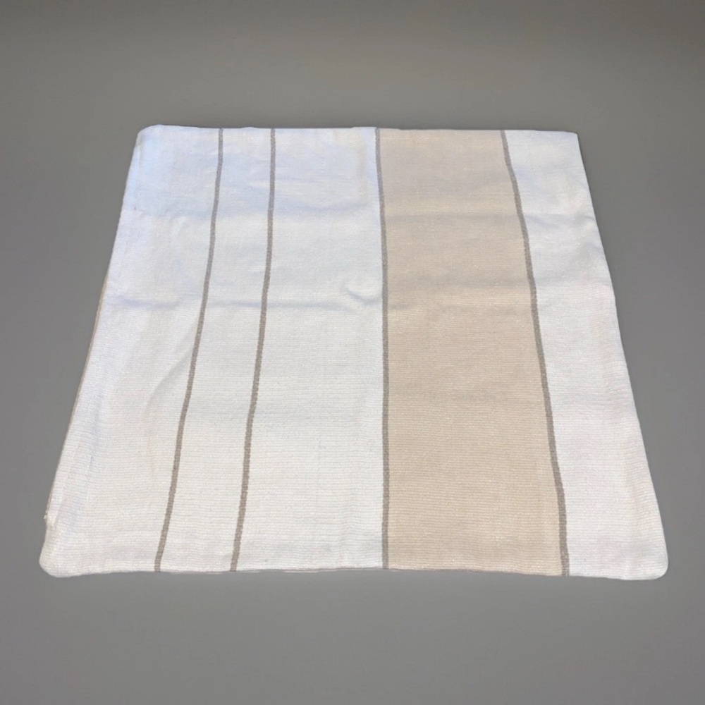 Pottery Barn 24x24 Pillow Cover Cotton Linen‎ Beige Tan  Cream Striped